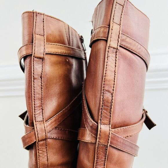 Arturo Chiang Fierce Whisky Brown Leather Zip Knee High Boots ~ Womens Size 8.5M - Picture 8 of 11